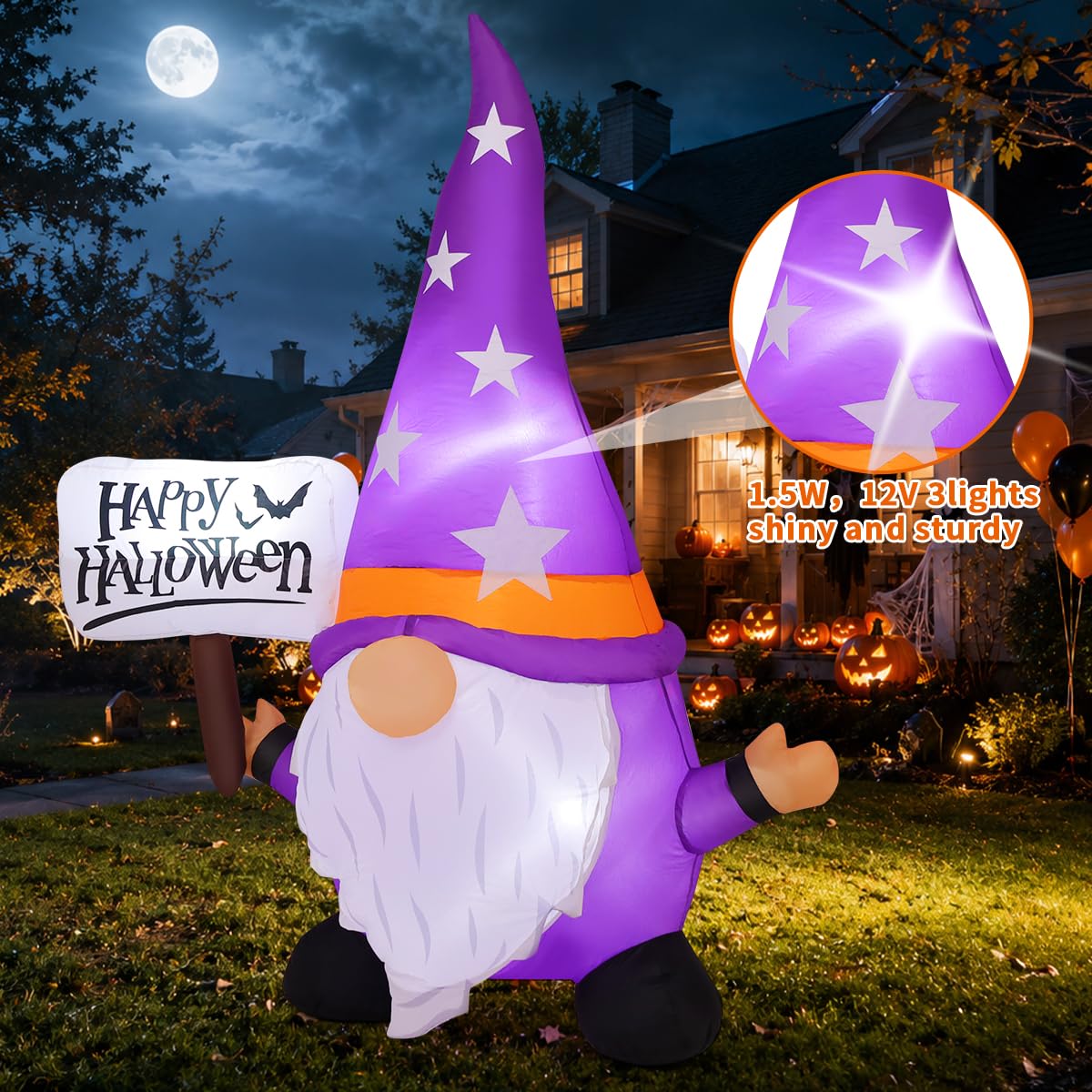 5FT Halloween Inflatable Gnome Yard Decor with LEDs R6786