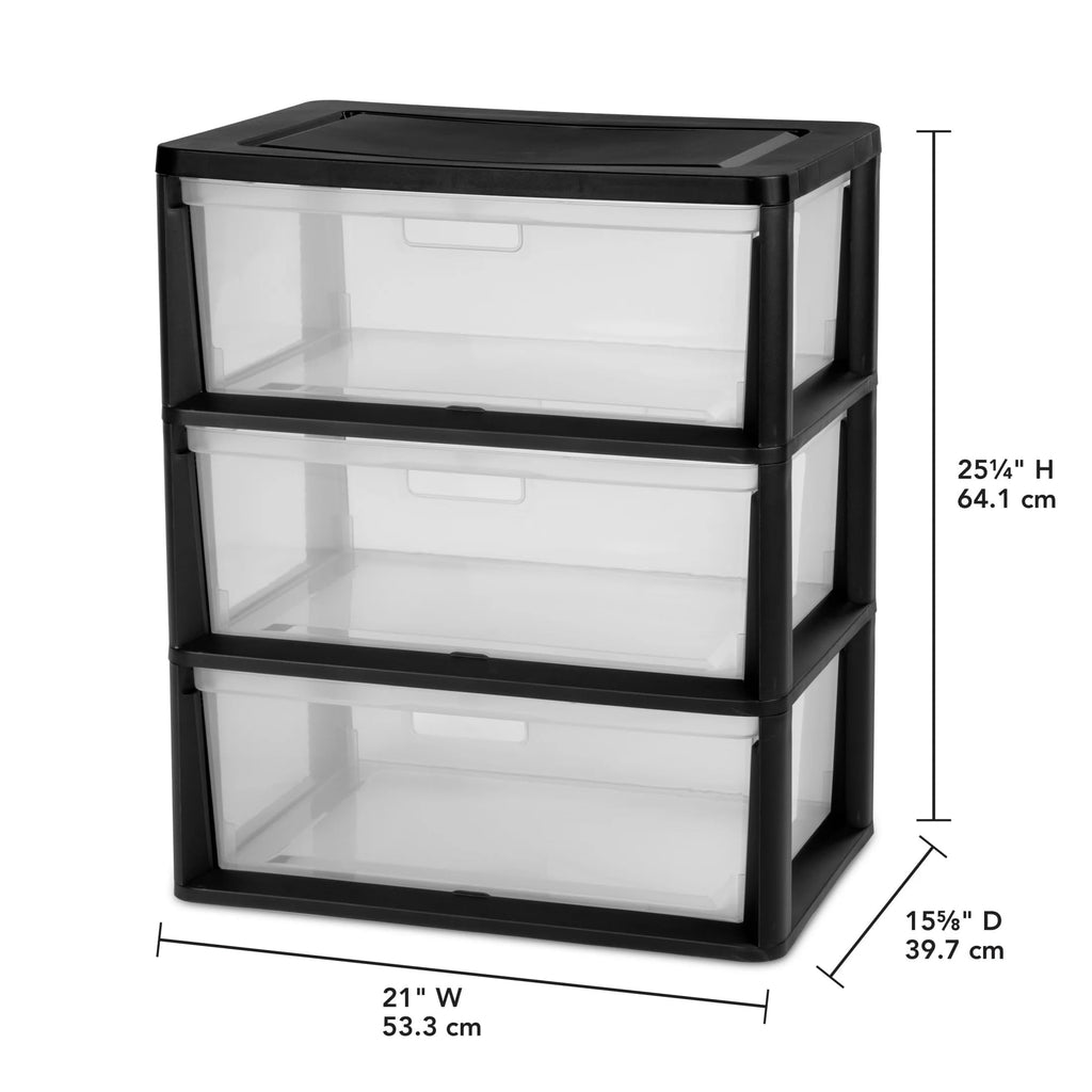 Black 3 Drawer Plastic Storage Cart B8422