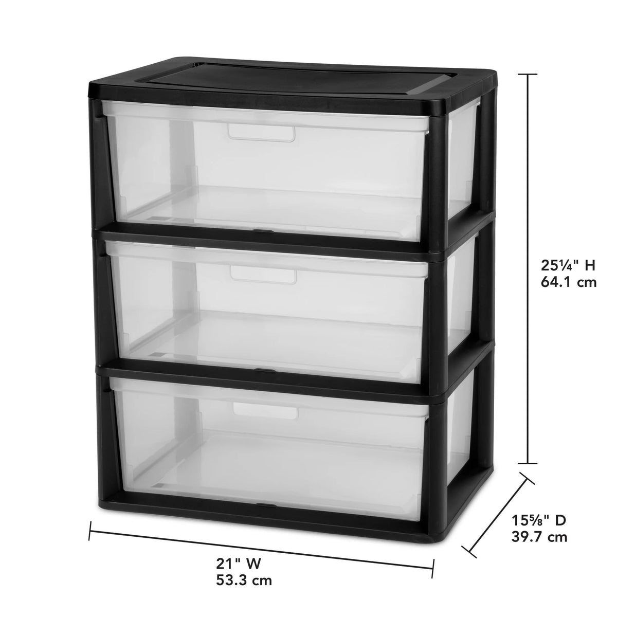 Black 3 Drawer Plastic Storage Cart B8422