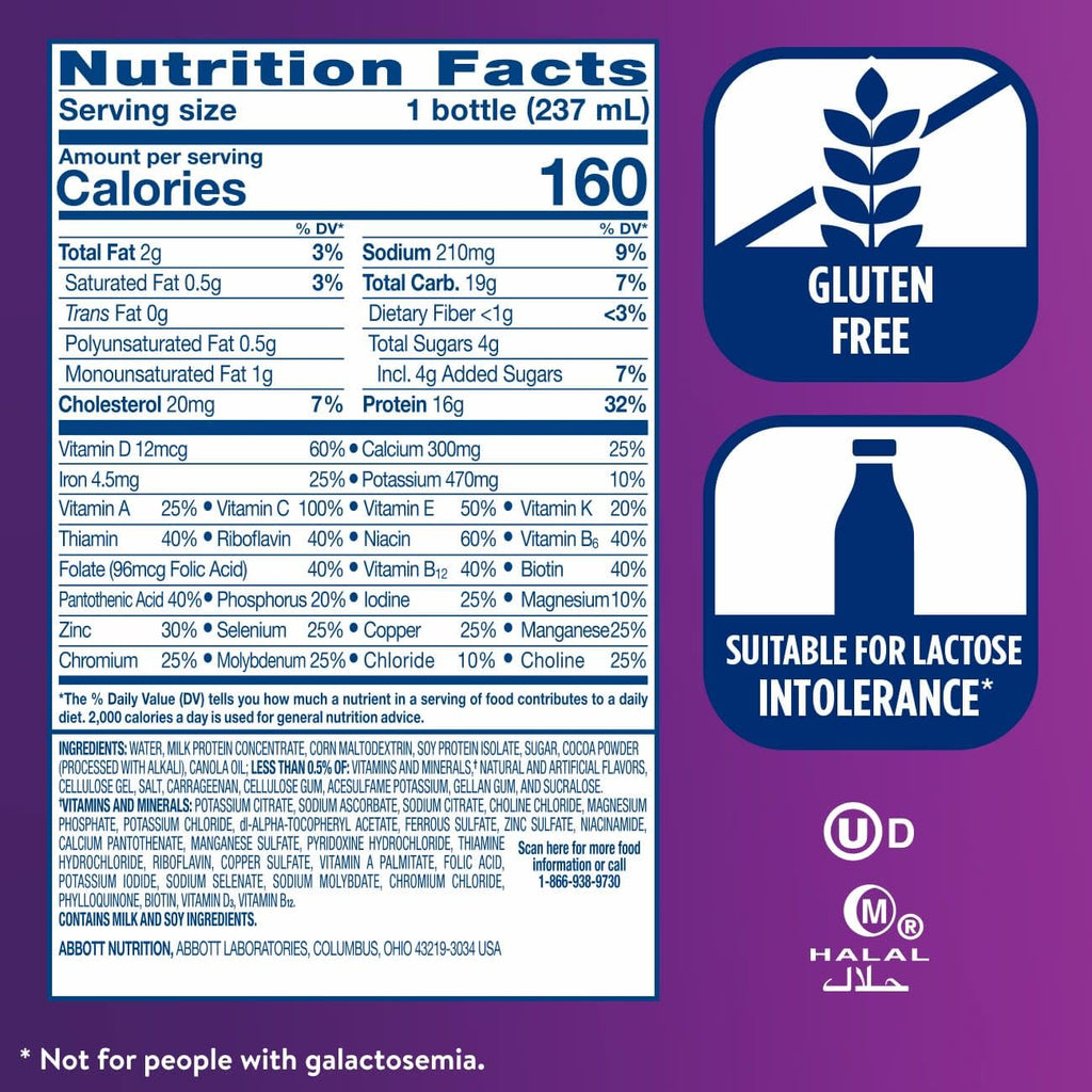 High Protein Milk Chocolate Nutrition Shake 16g Protein 24 Pack F7094