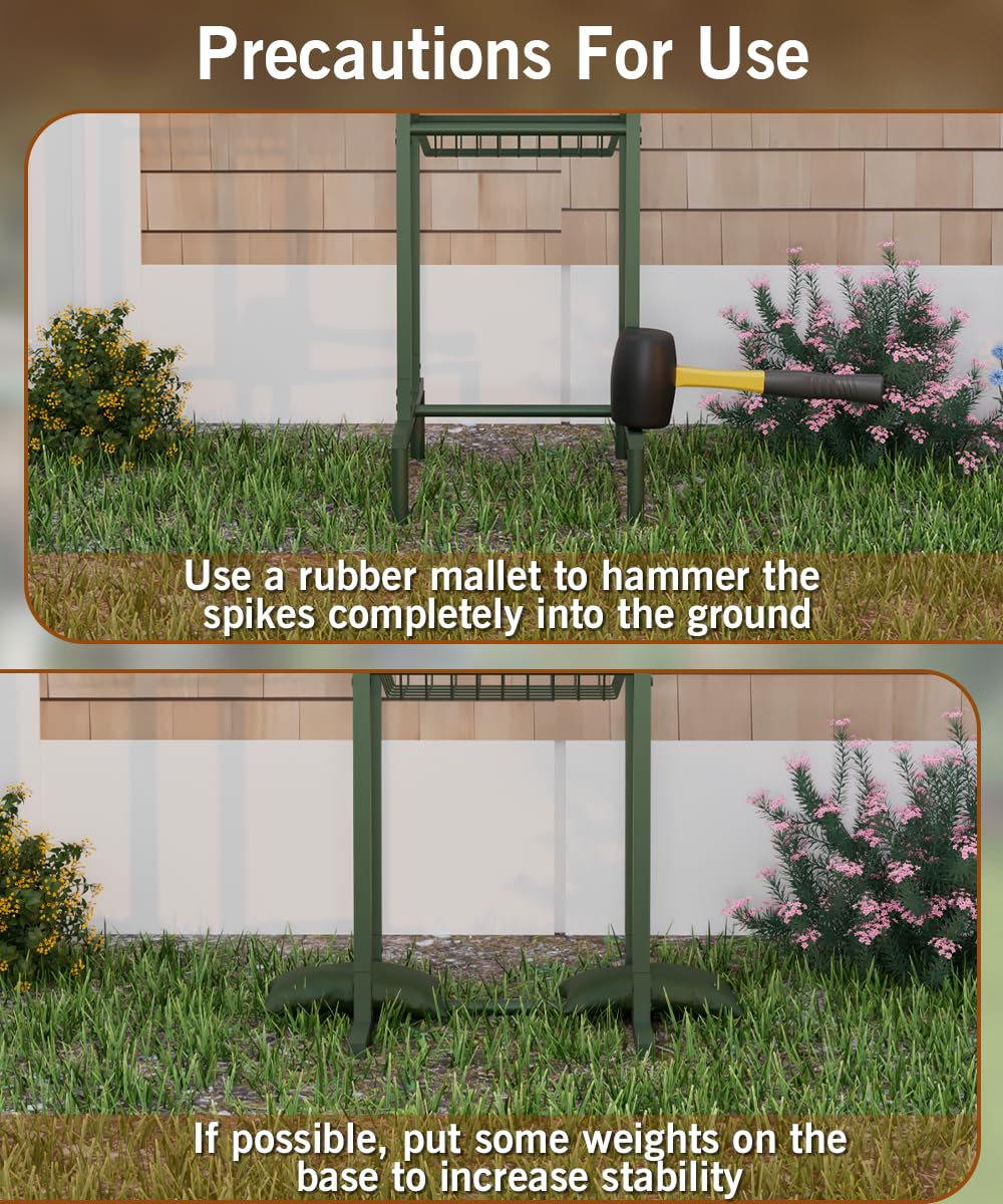 Ground Mount Garden Hose Reel Holds 125 Feet with Storage Rack E411