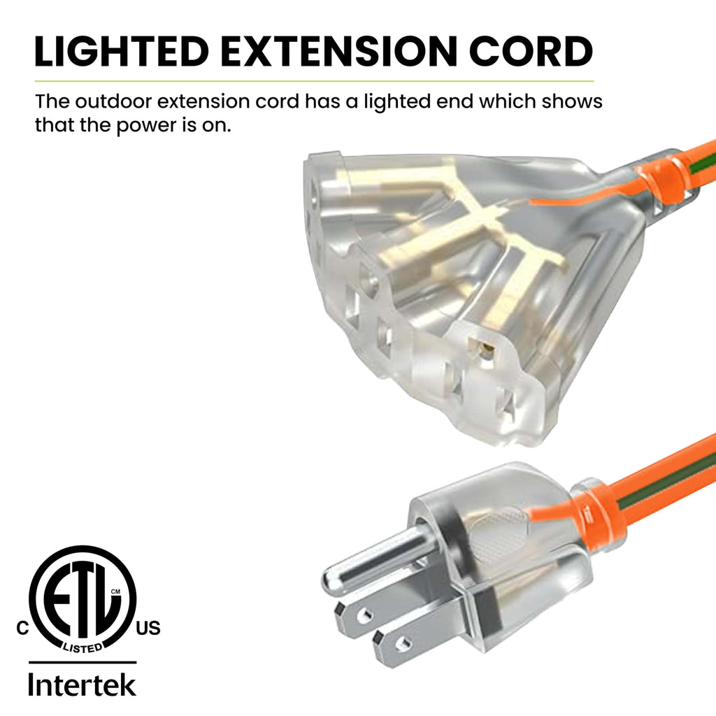 100ft Heavy Duty 3-Outlet Extension Cord J91332