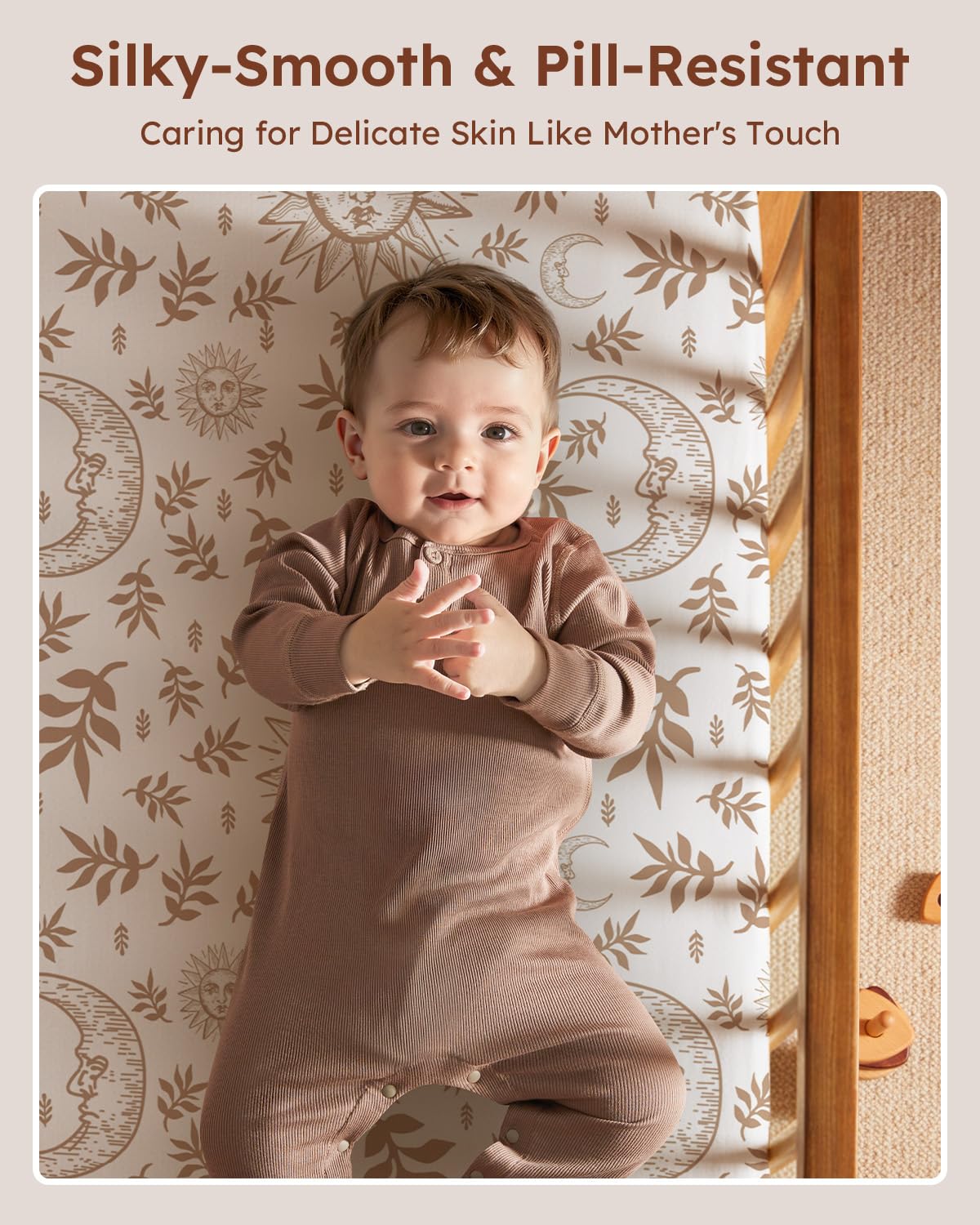 28x52x8in Fitted Crib Sheet 3 Pack Microfiber White Brown H612