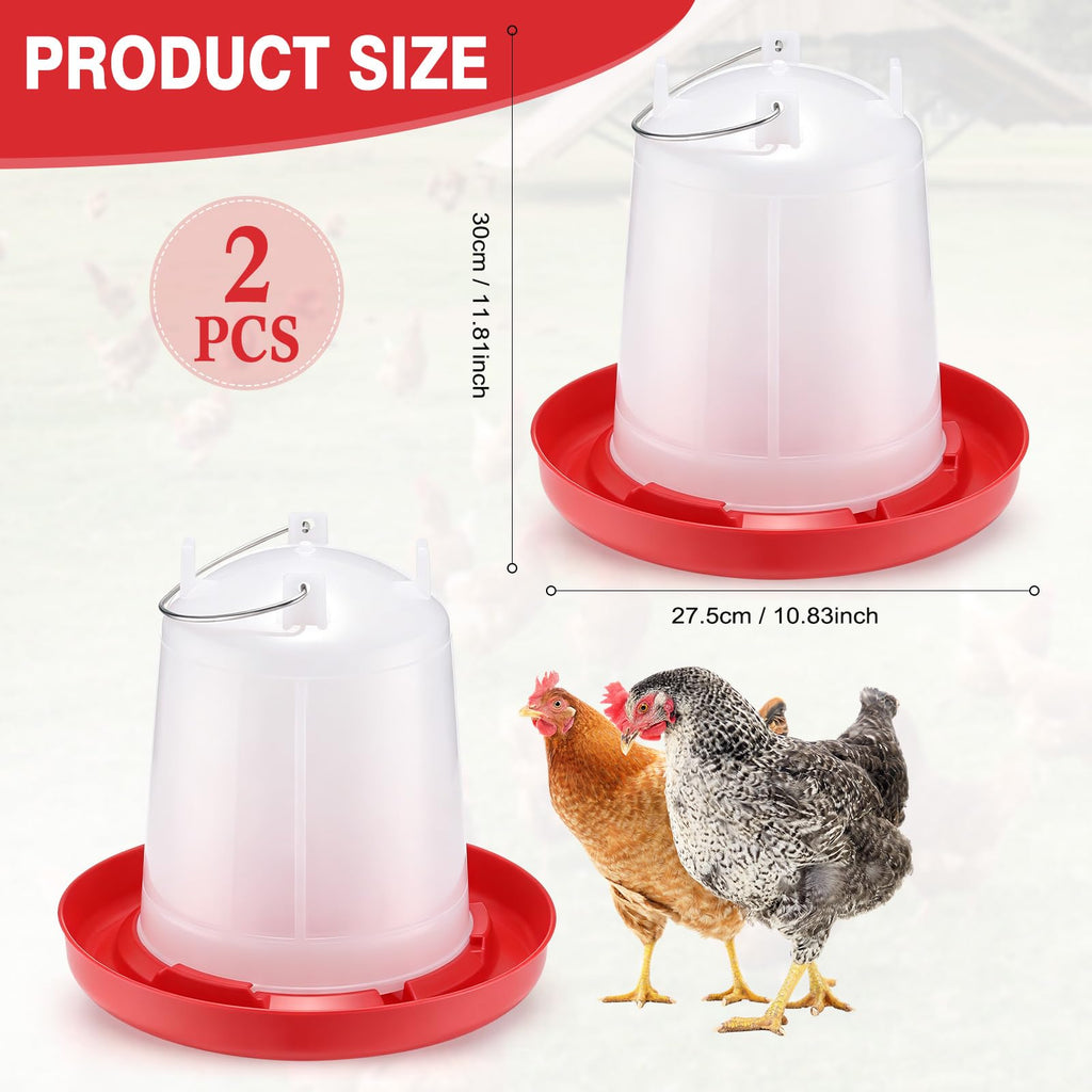 2 Pcs 2 Gallon Plastic Chicken Waterer M8076