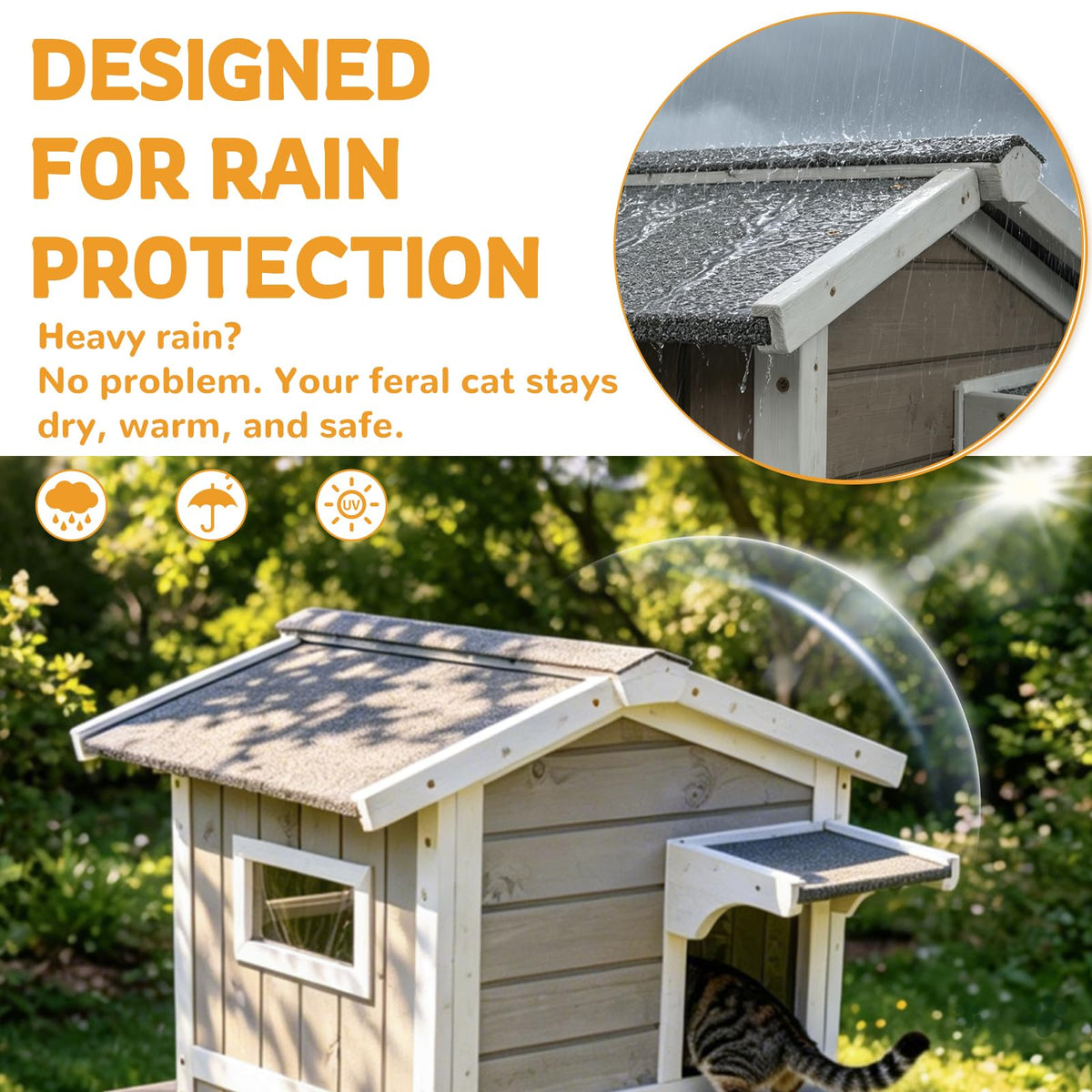Weatherproof Wooden Outdoor Cat House J57409