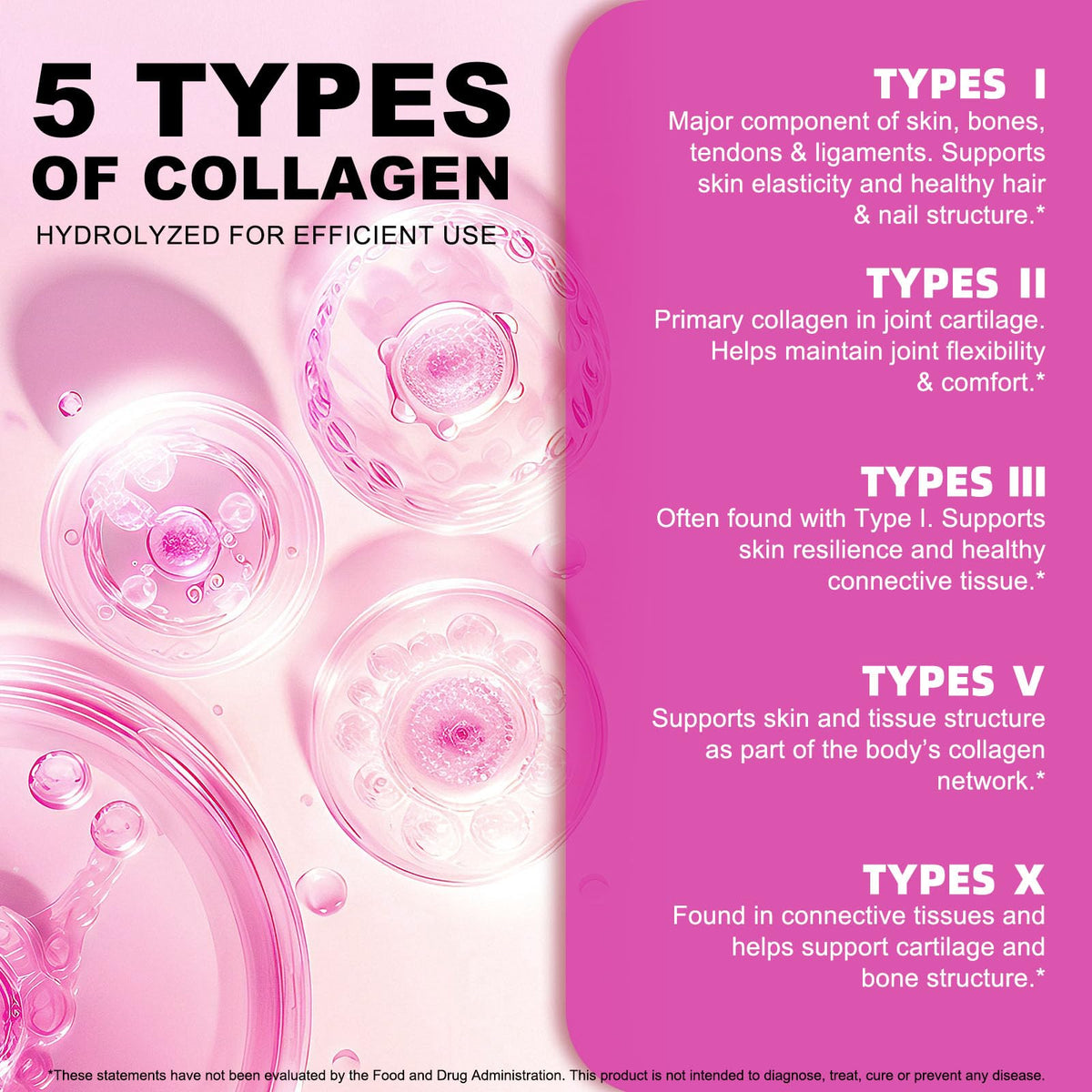 Multi Collagen Peptides Powder Types I II III V X 16 Oz Hydrolyzed with Biotin Unflavored V56465