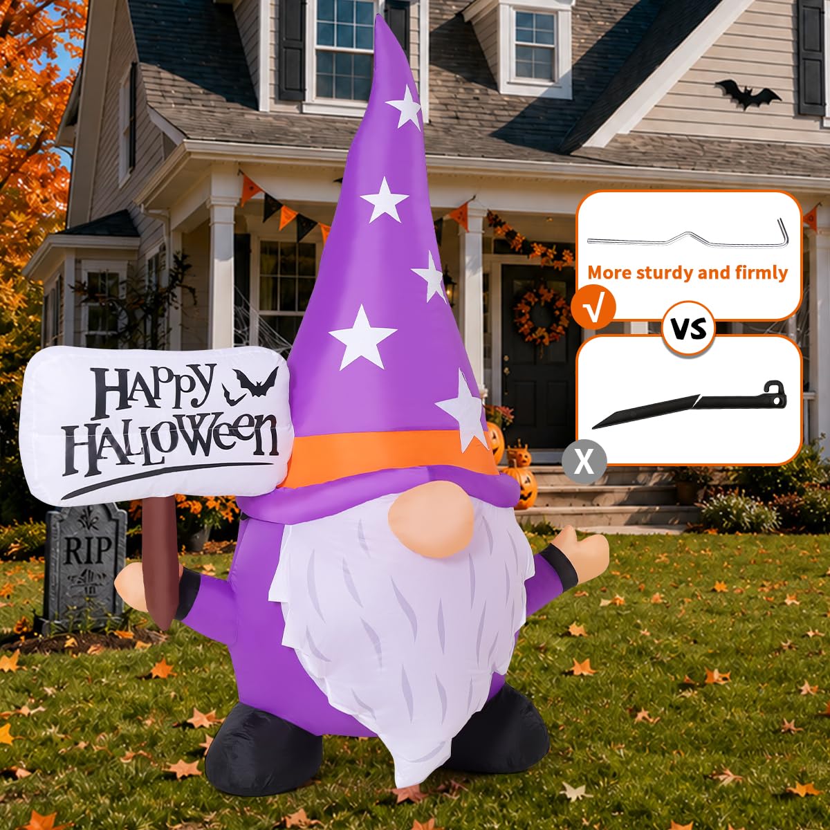 5FT Halloween Inflatable Gnome Yard Decor with LEDs R6786