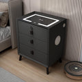 Black 3 Drawer Smart Bedside Table with LED Light and Wireless Charging M13939
