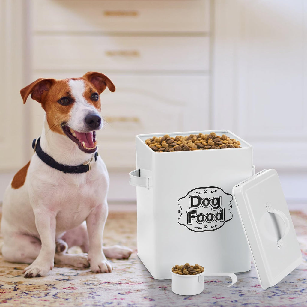5-7 Lbs Metal Dog Food Storage Container with Lid and Scoop F16976