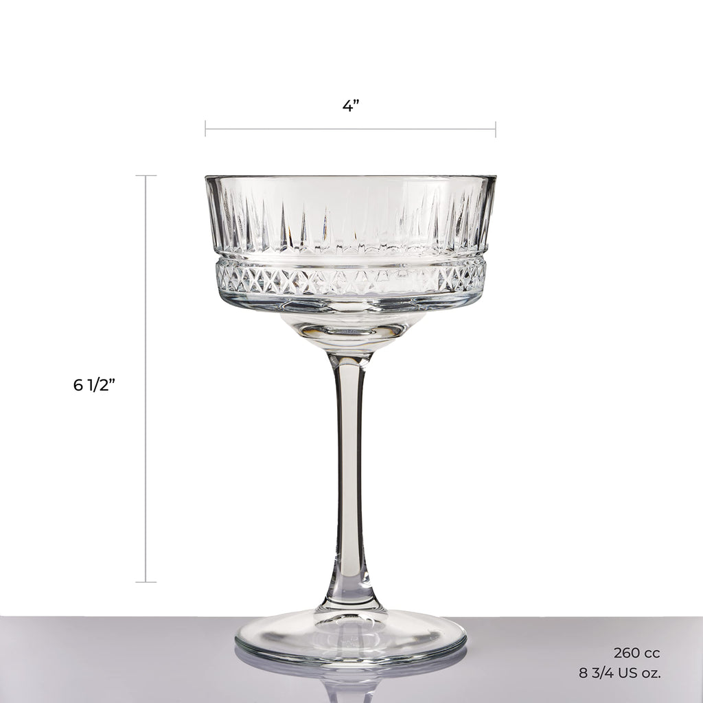Vintage Coupe Glasses Set Of 6 Long Stem Glassware 8.8 oz M481