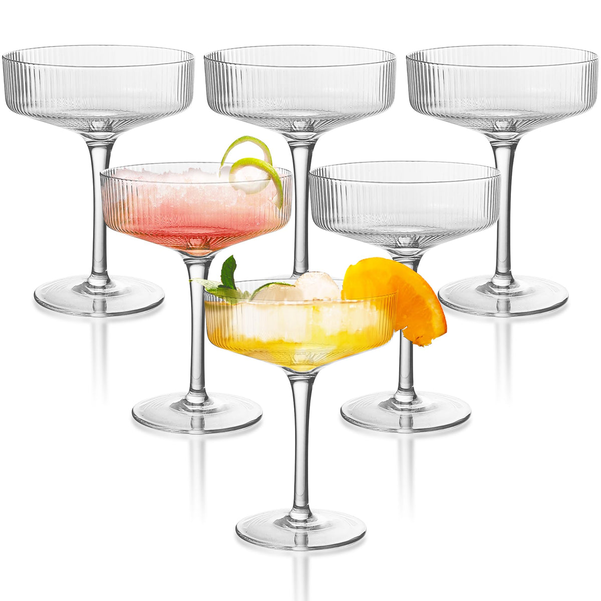 Champagne Coupe Glasses Set of 6, 8 oz Crystal Cocktail Glassware G57763