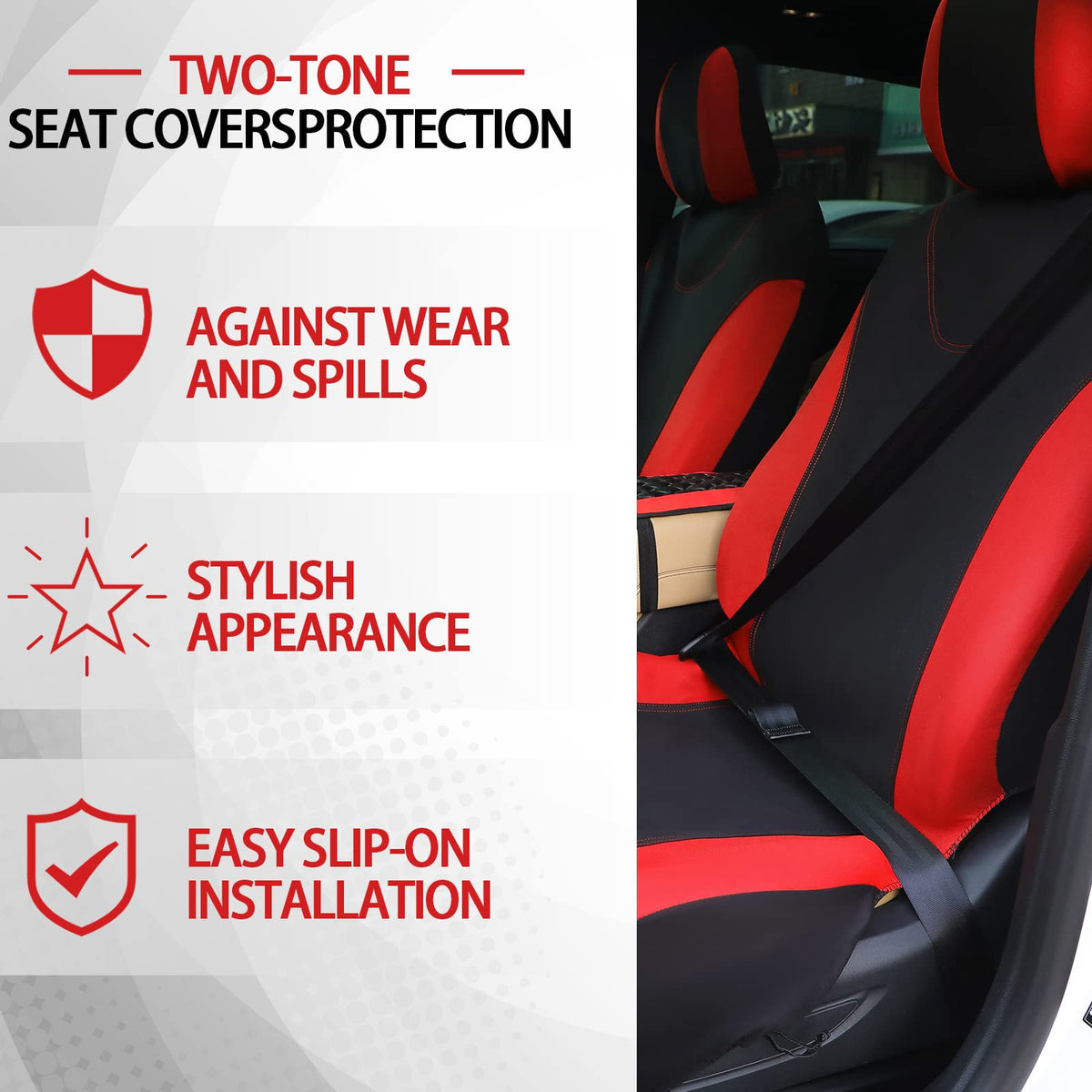 Red Black Car Seat Cover Full Set V801699
