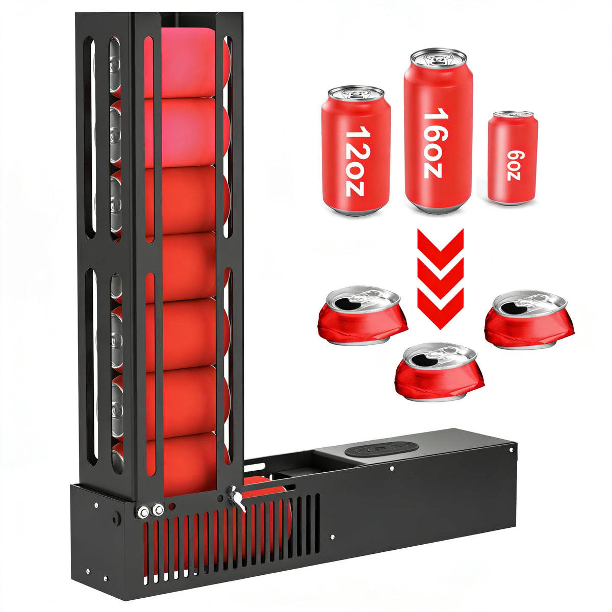 Automatic Electric Can Crusher with Auto Eject, Holds 8 Cans, Black E73438