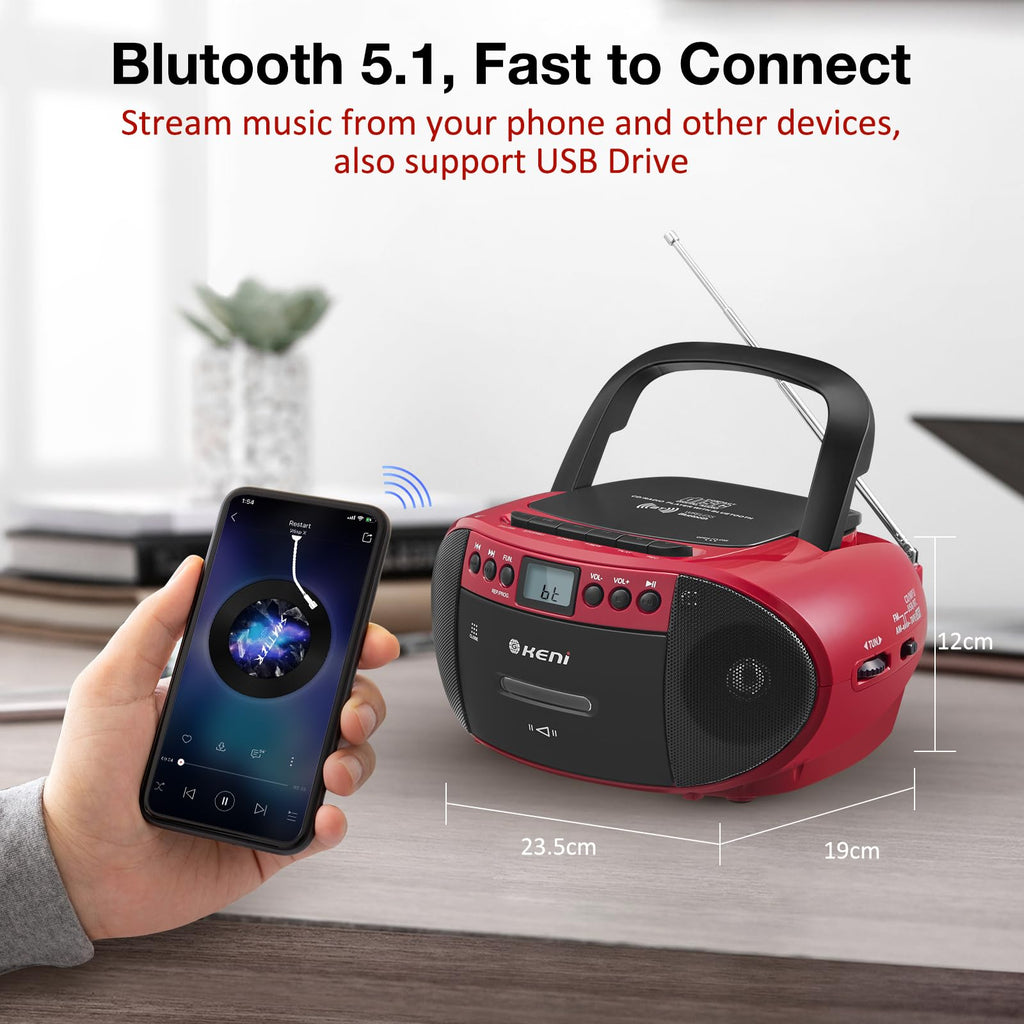 CD Cassette Player Boom Box with AM/FM Radio Q928018