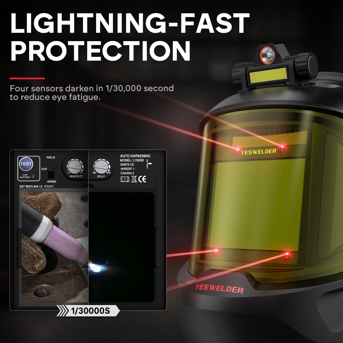 Auto Darkening Welding Helmet with LED V460