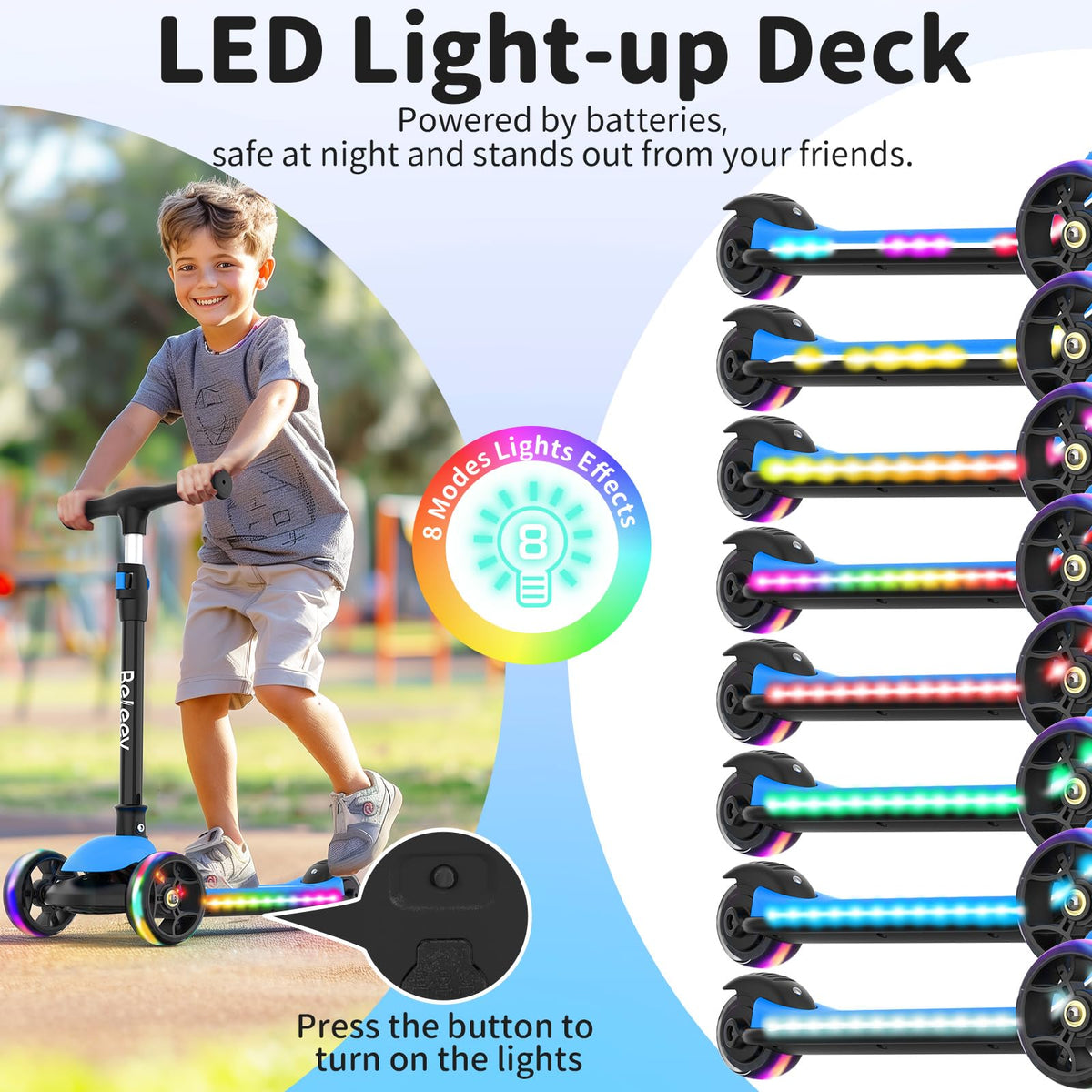 3 Wheel Folding Kids Scooter with LED Light-Up Wheels F926