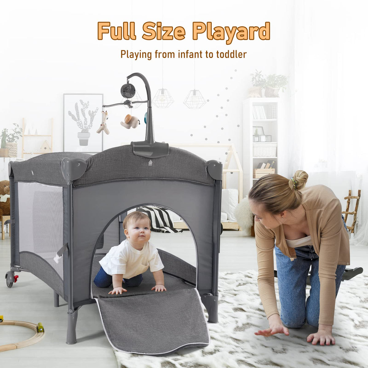 5-in-1 Baby Bassinet Bedside Sleeper Playard U546
