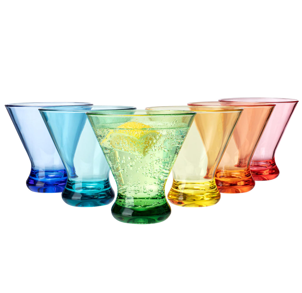 9 oz Acrylic Stemless Martini Glasses, Set of 6 Multicolor R8232