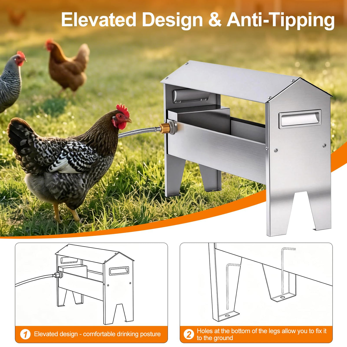 22'' Stainless Steel Automatic Chicken Waterer U489579