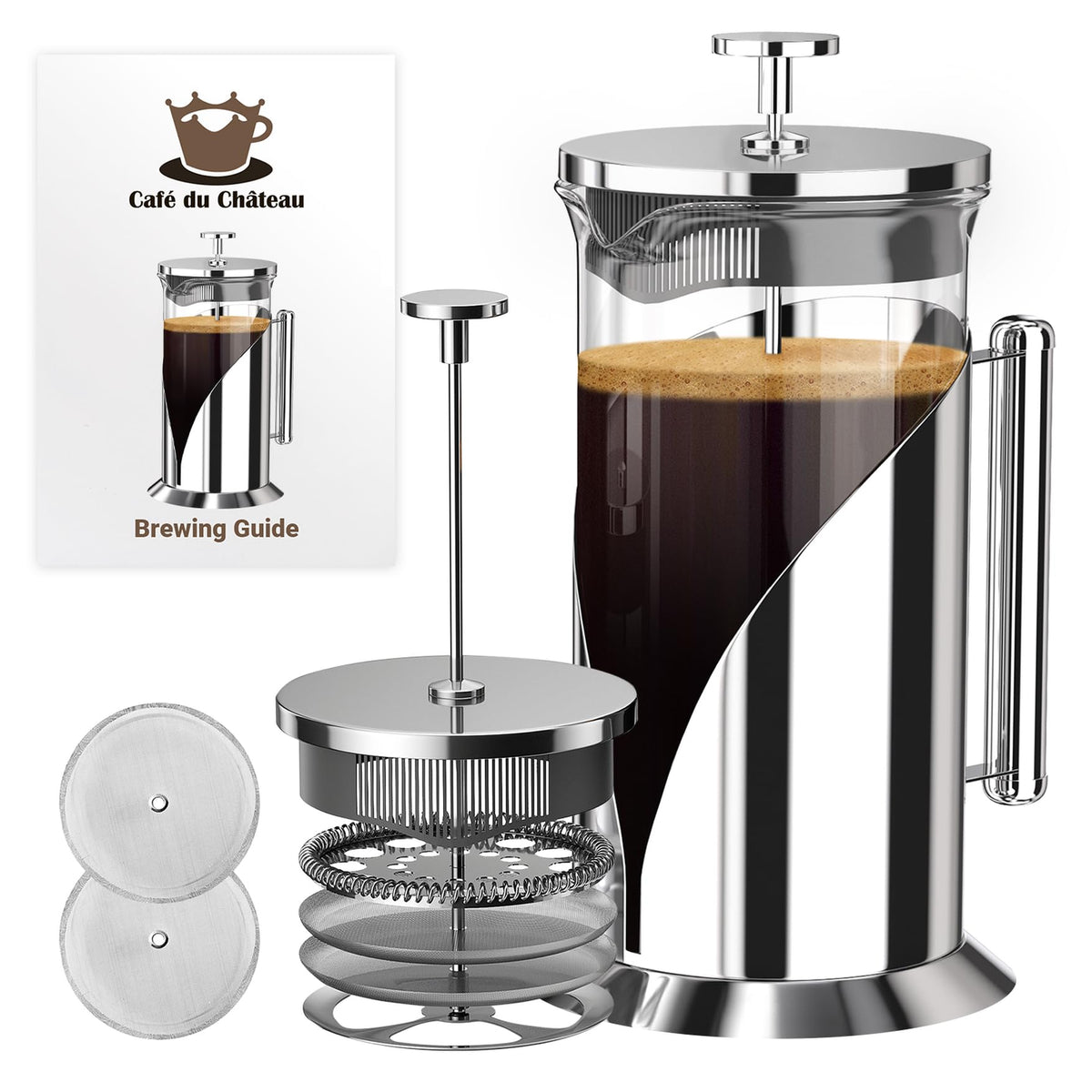 French Press Coffee Maker 34 oz Glass Stainless Steel H315469