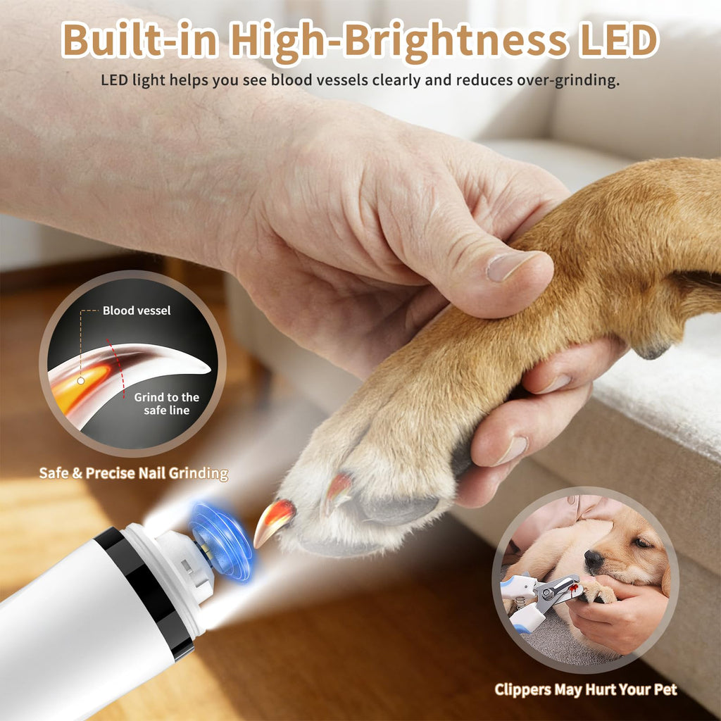 Quiet Dog Nail Grinder with Guard & 2 LED Lights S763986