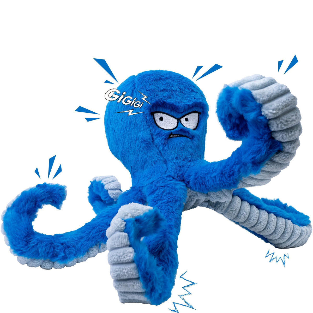 Stuffed Squeaky Crinkle Blue Octopus Dog Toy C58490