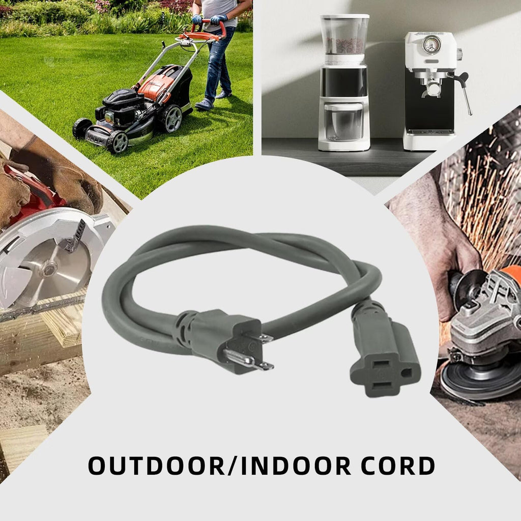 100ft Indoor Outdoor Extension Cord 12/3 SJTW Heavy Duty 15Amp 1875W Gray C7056