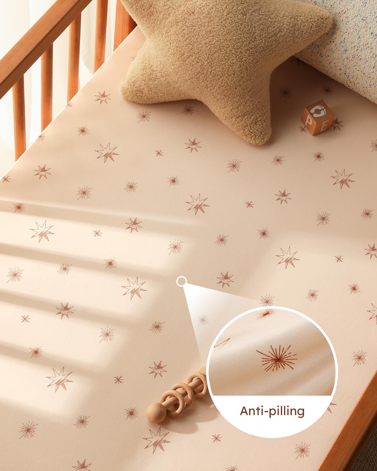 28x52x8in Fitted Crib Sheet 3 Pack Microfiber White Brown H612
