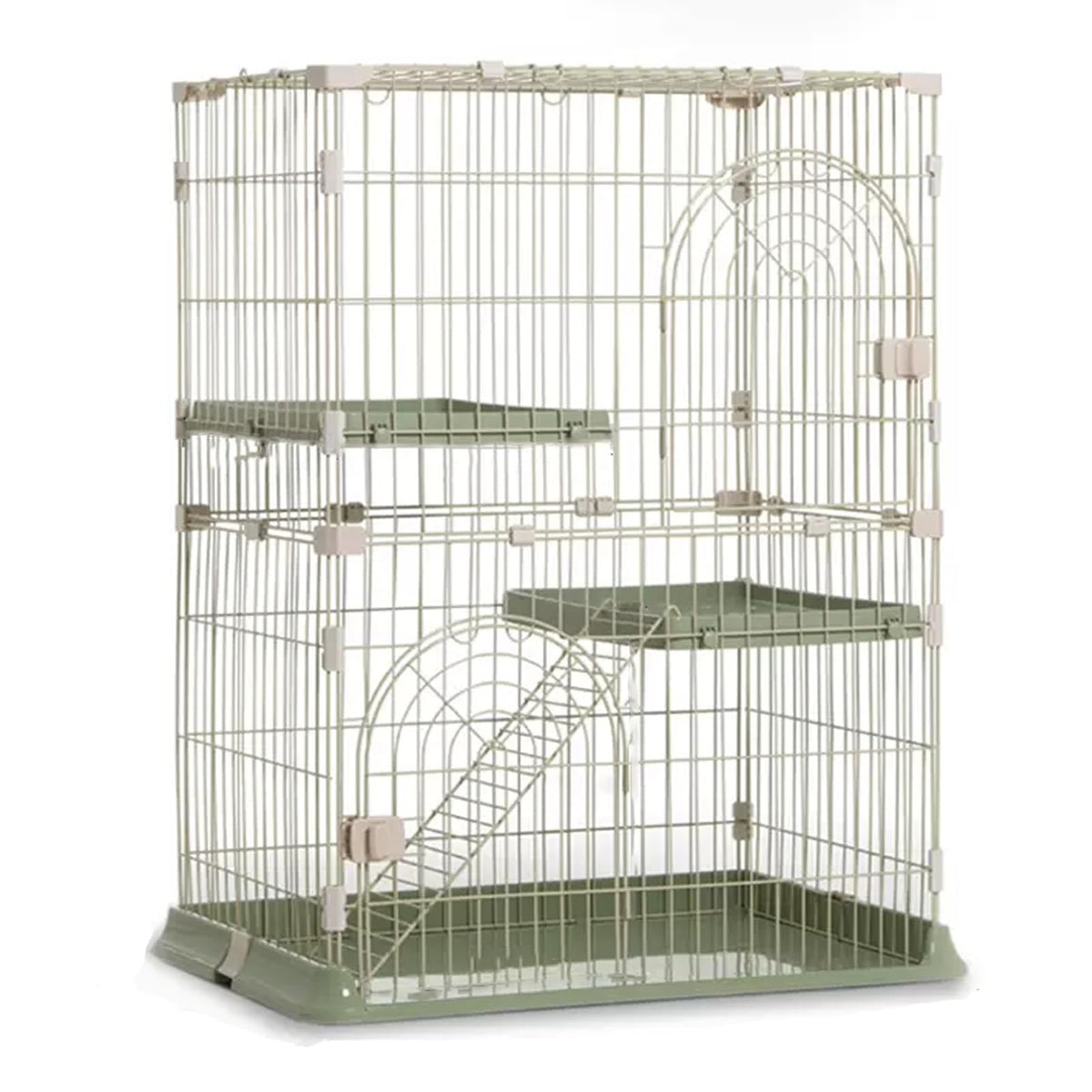 3/4-Tier Wire Cat Cage Playpen Kennel with Hammock and 3 Platforms F1026