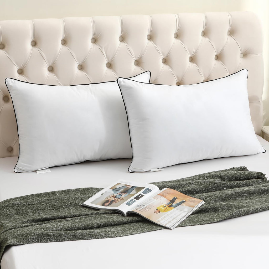 King Size Goose Feather Down Pillows Set of 2 V896805