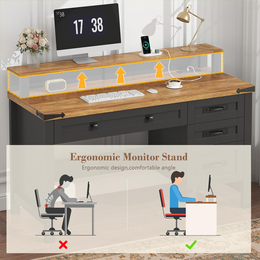 47" Computer Desk with Drawers W729