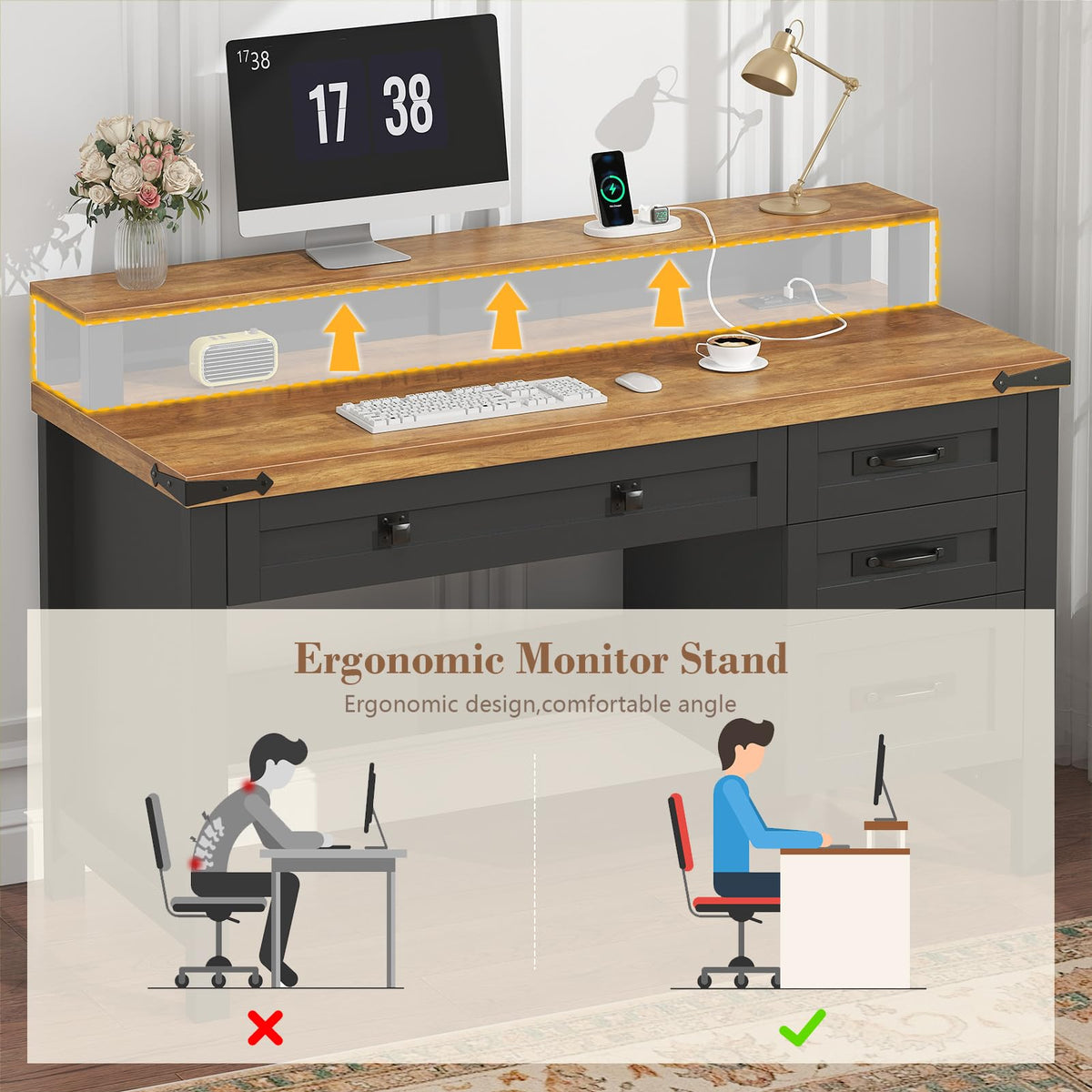 47" Computer Desk with Drawers W729