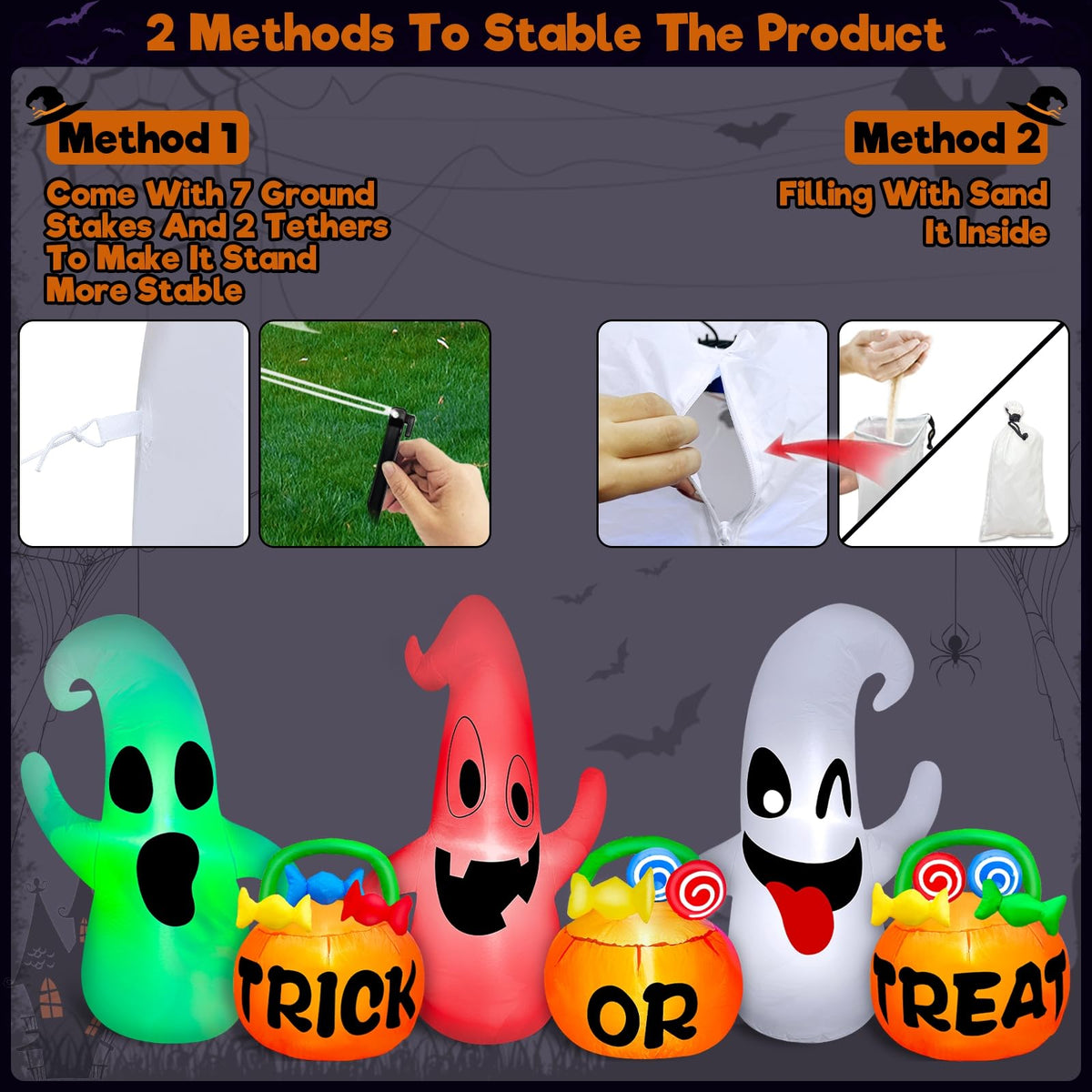 8 Ft Halloween Inflatable Ghosts Decoration C5965