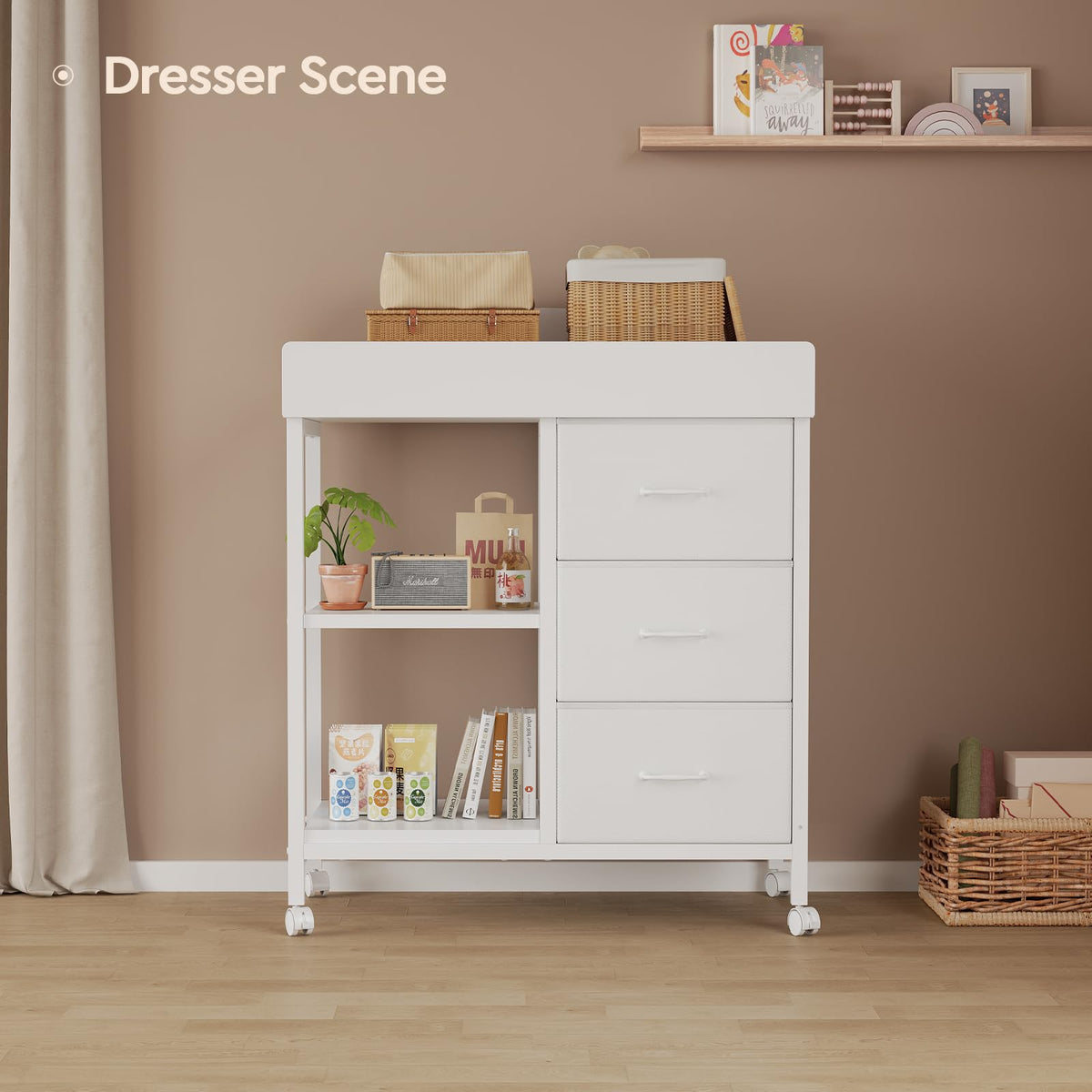 White 3 Drawer 2 Shelf Changing Table D384