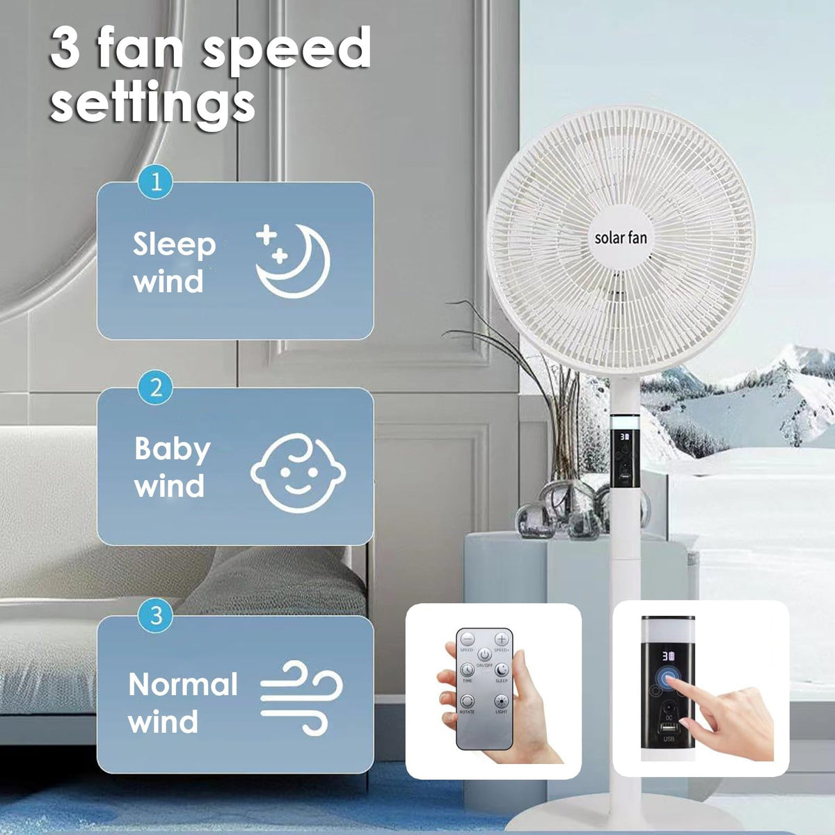 16 in Portable Rechargeable Oscillating Standing Fan E657
