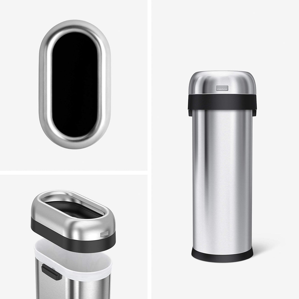 50 Liter Brushed Stainless Steel Open Top Trash Can T977183