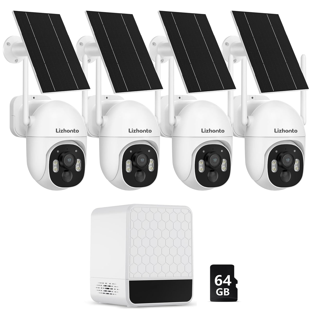 Solar Security Cameras Wireless Outdoor 4-Camera System F36206