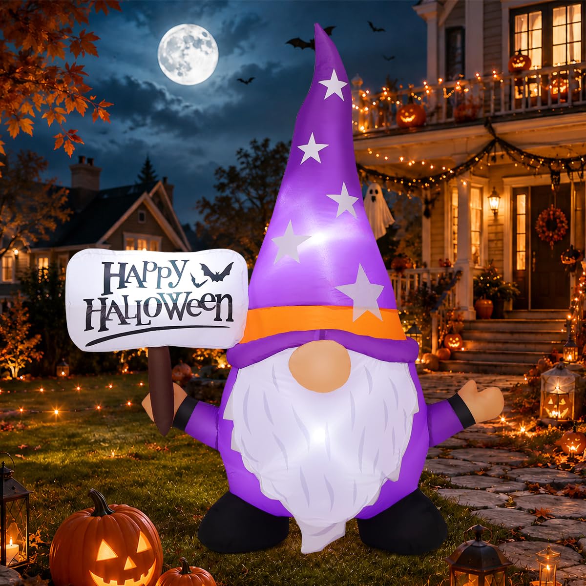 5FT Halloween Inflatable Gnome Yard Decor with LEDs R6786