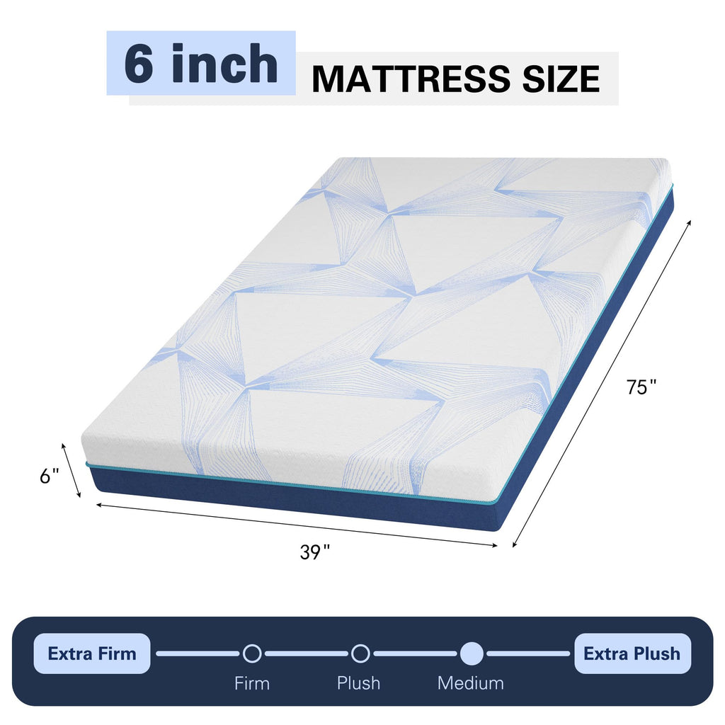 6 Inch Gel Memory Foam Twin Size Mattress K3947