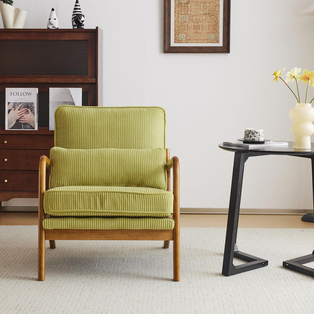 Green Corduroy Accent Chairs Set of 2 T1945