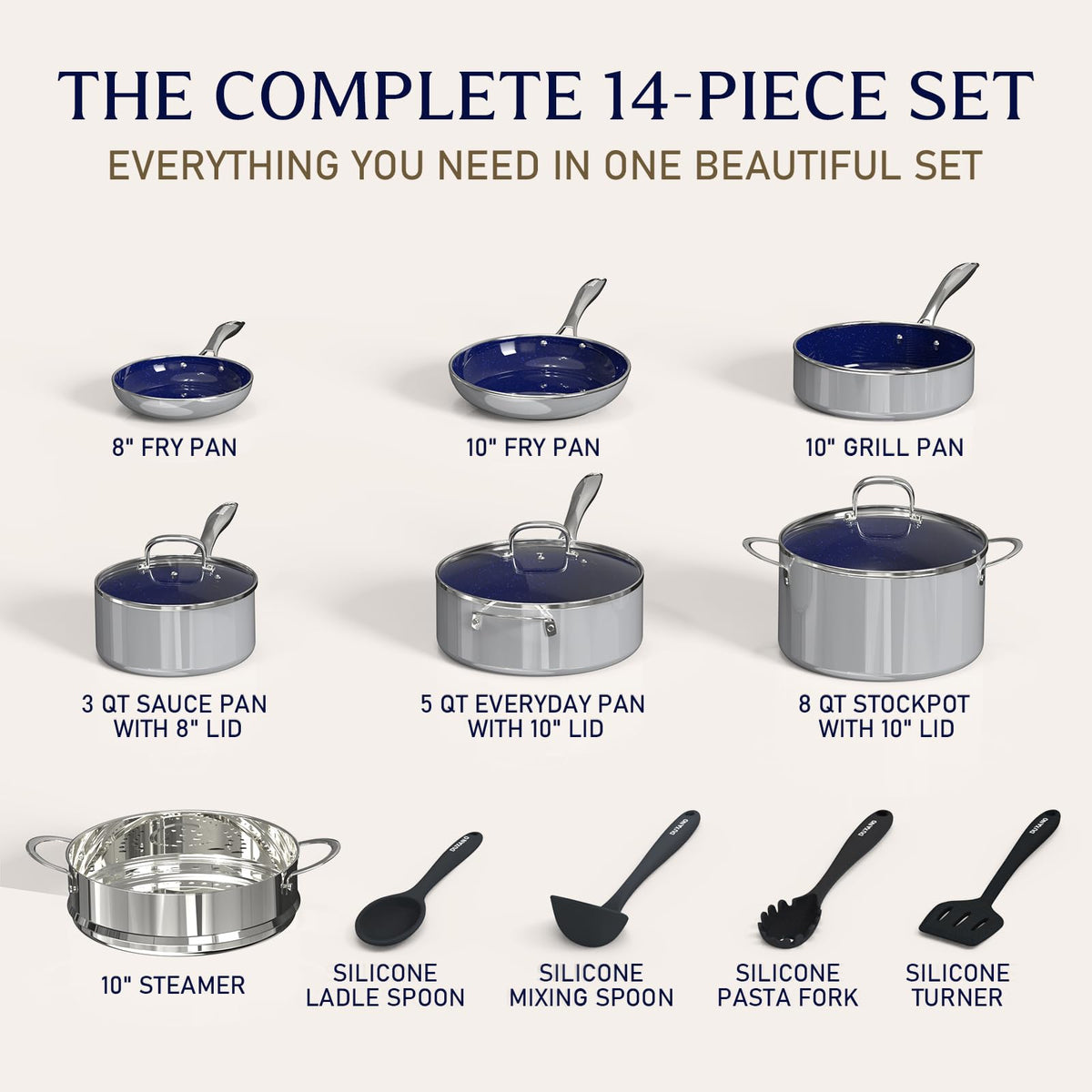 14 Pc Non Stick Ceramic Cookware Set I913503