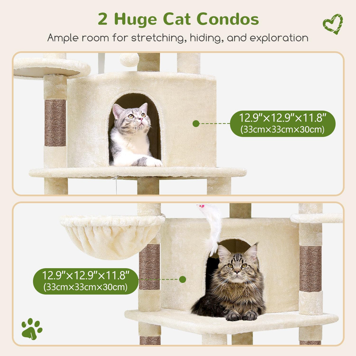 Beige 66inch Corner Cat Tree Tower L384