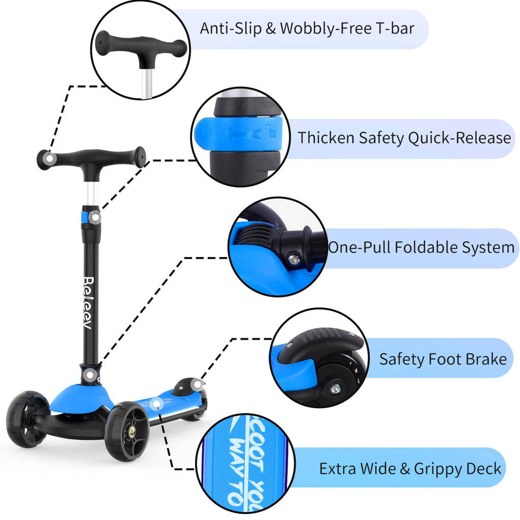 3 Wheel Folding Kids Scooter with LED Light-Up Wheels F926
