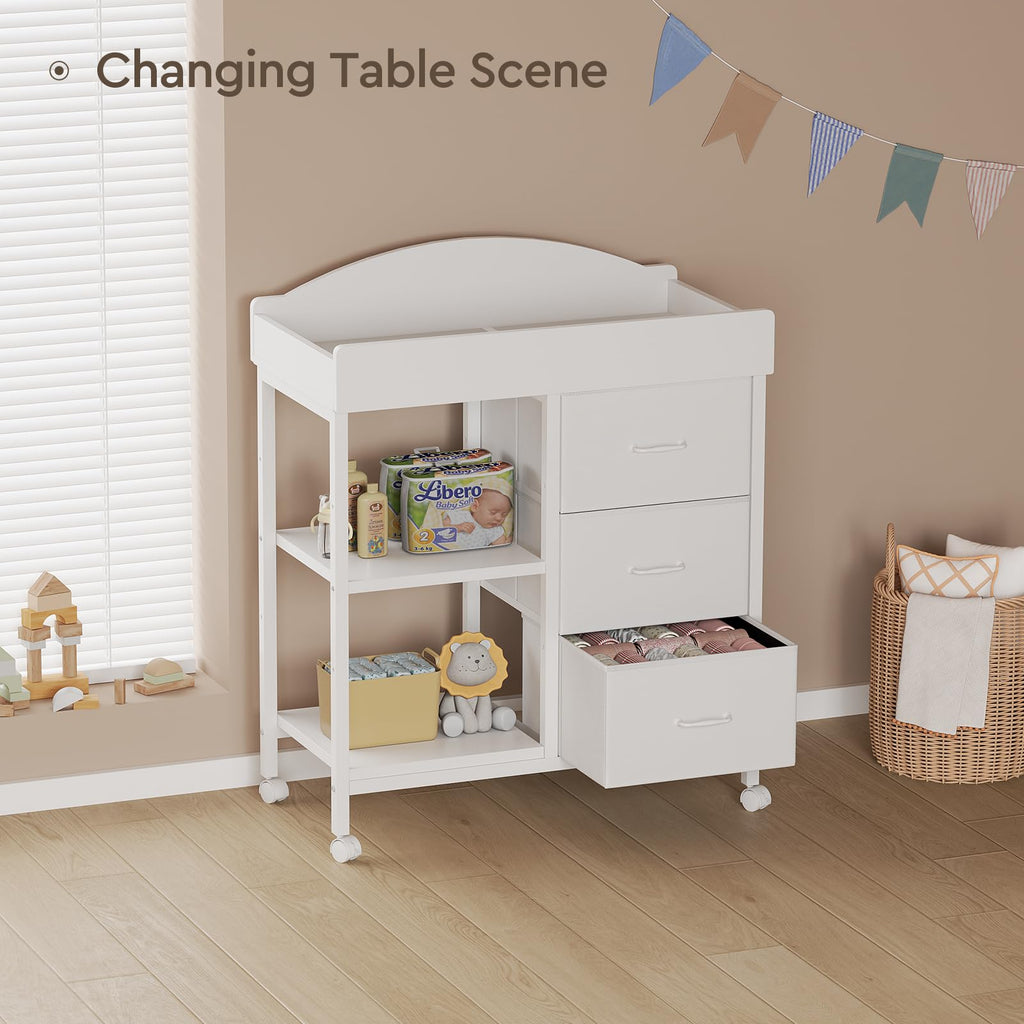 White 3 Drawer 2 Shelf Changing Table D384