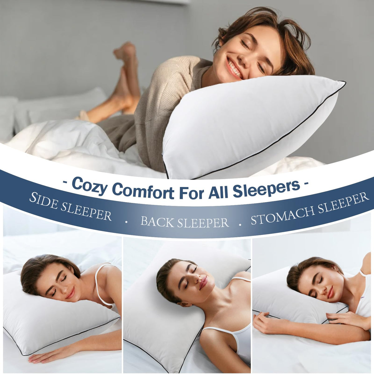 King Size Goose Feather Down Pillows Set of 2 V896805