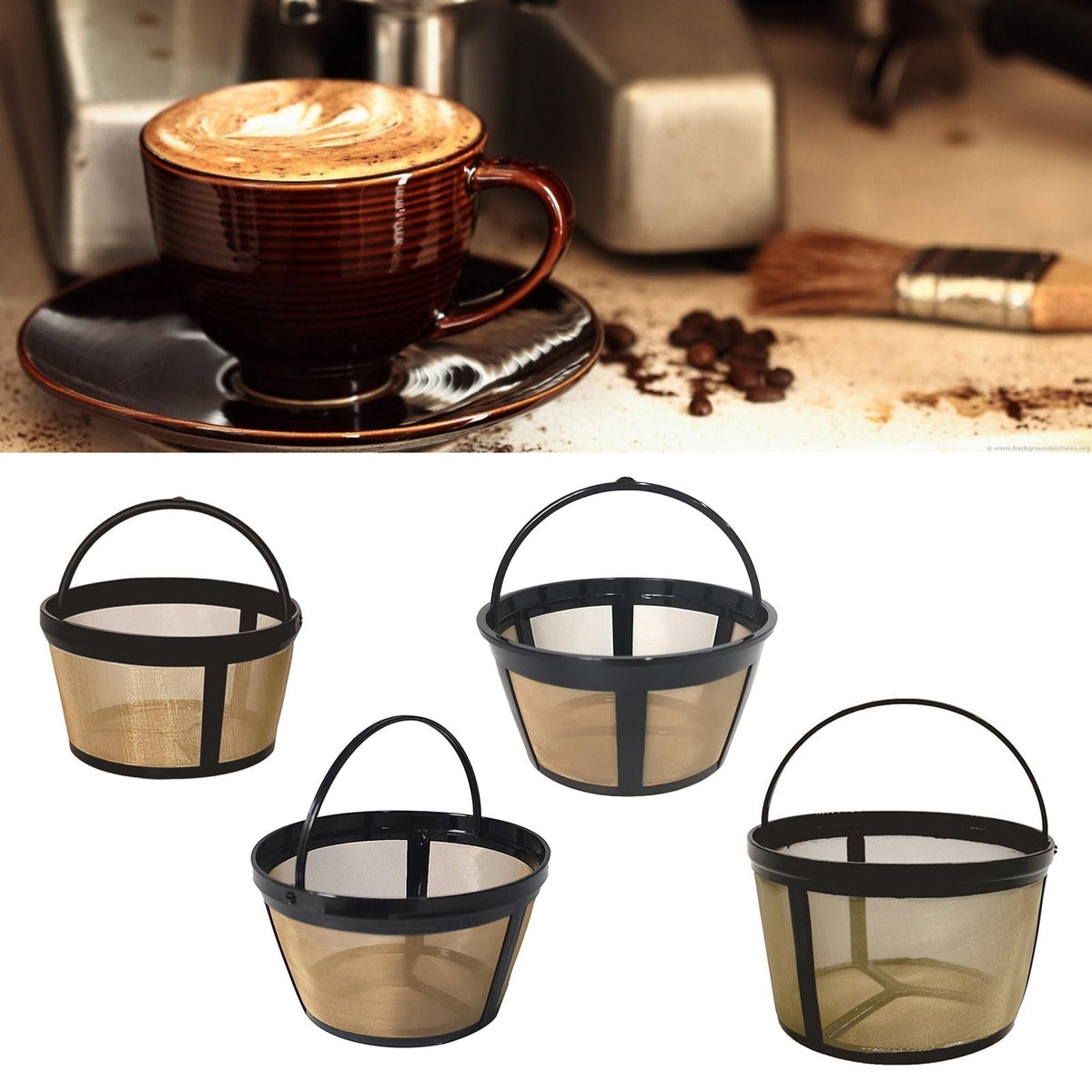Golden Tone Coffee Filter for 4/6/8/12 Cup Coffee Maker T752