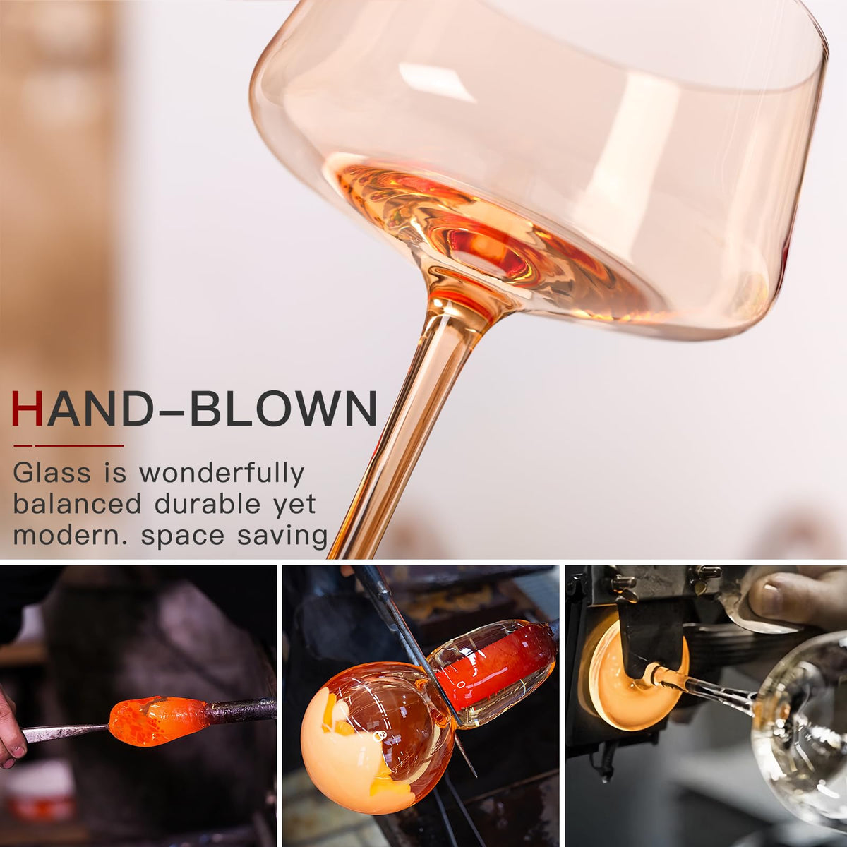 Hand Blown Colored Coupe Glasses Set of 6 J4328