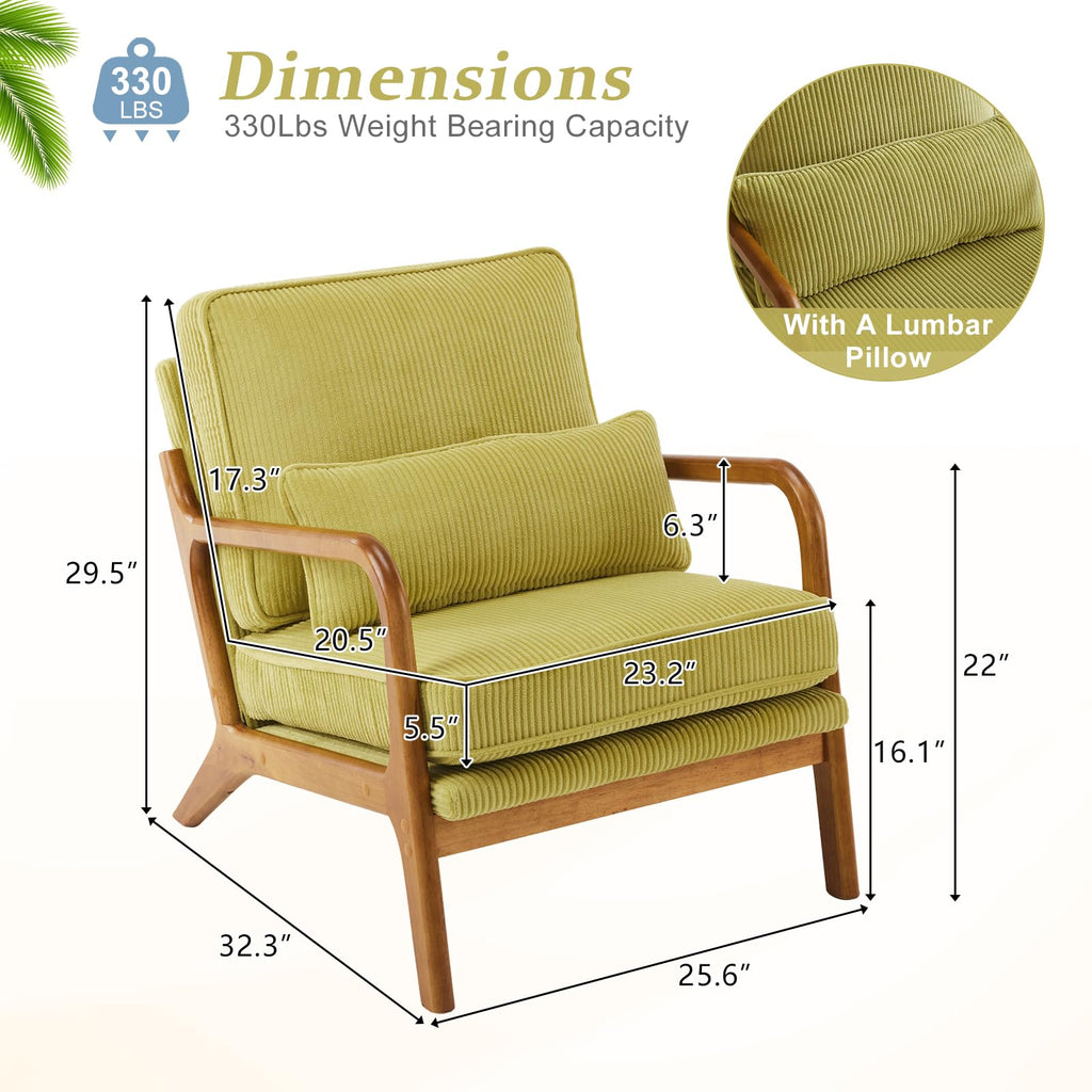 Green Corduroy Accent Chairs Set of 2 T1945