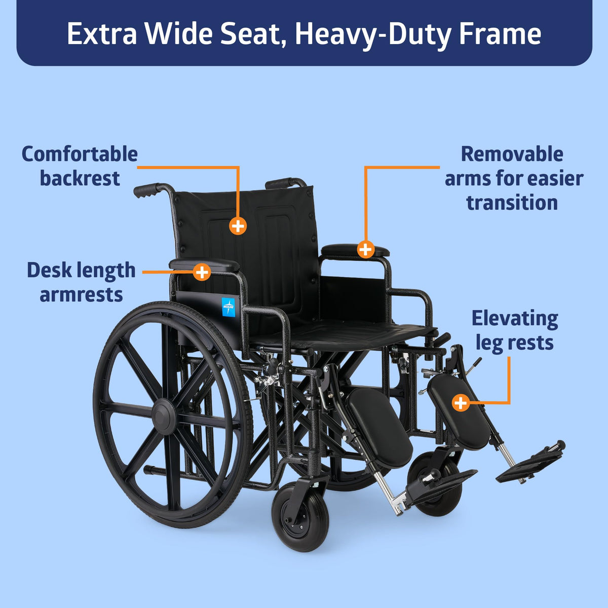 Extra-Wide Bariatric Wheelchair with 22" Wide Seat A9944