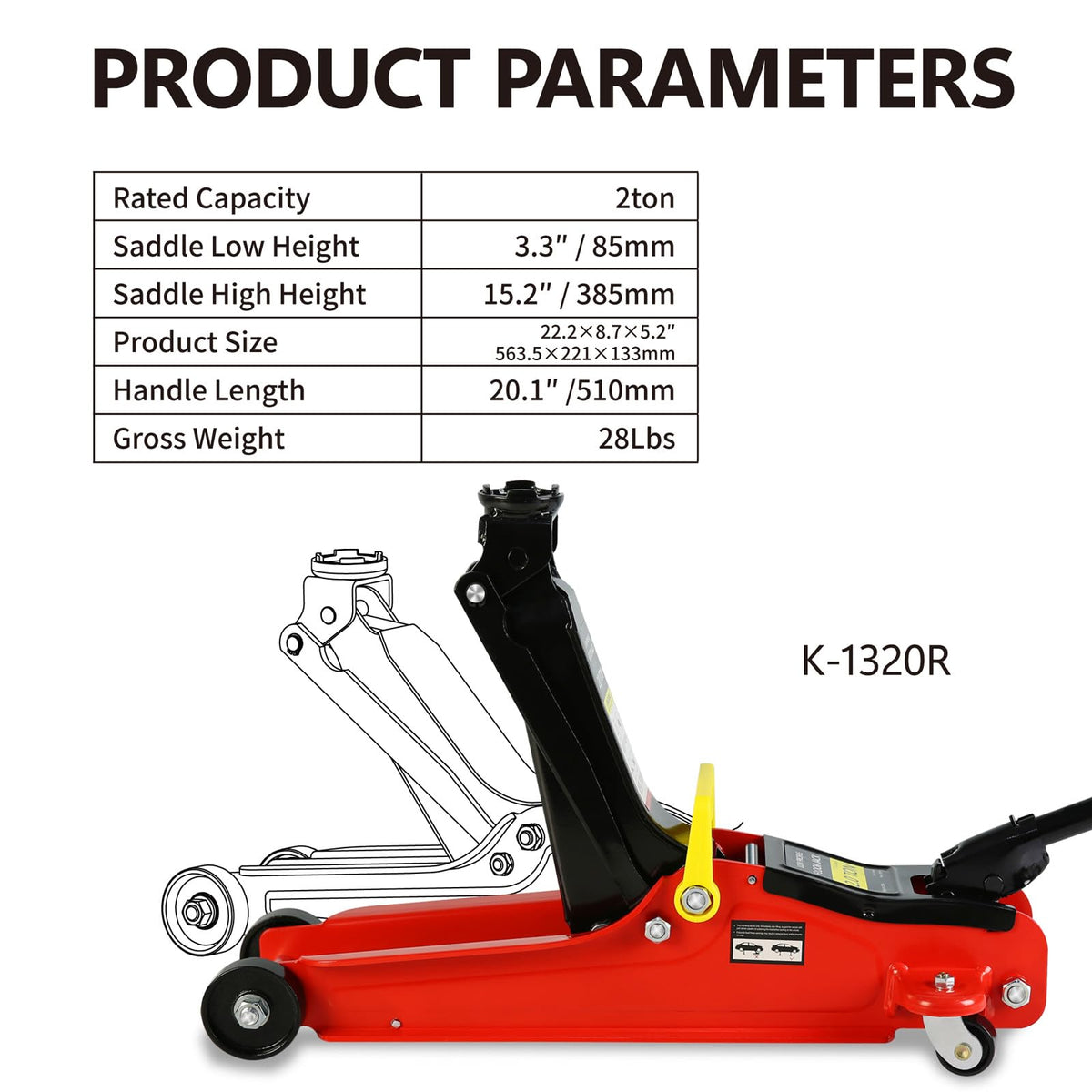 2 Ton Low Profile Heavy Duty Steel Floor Jack P8035